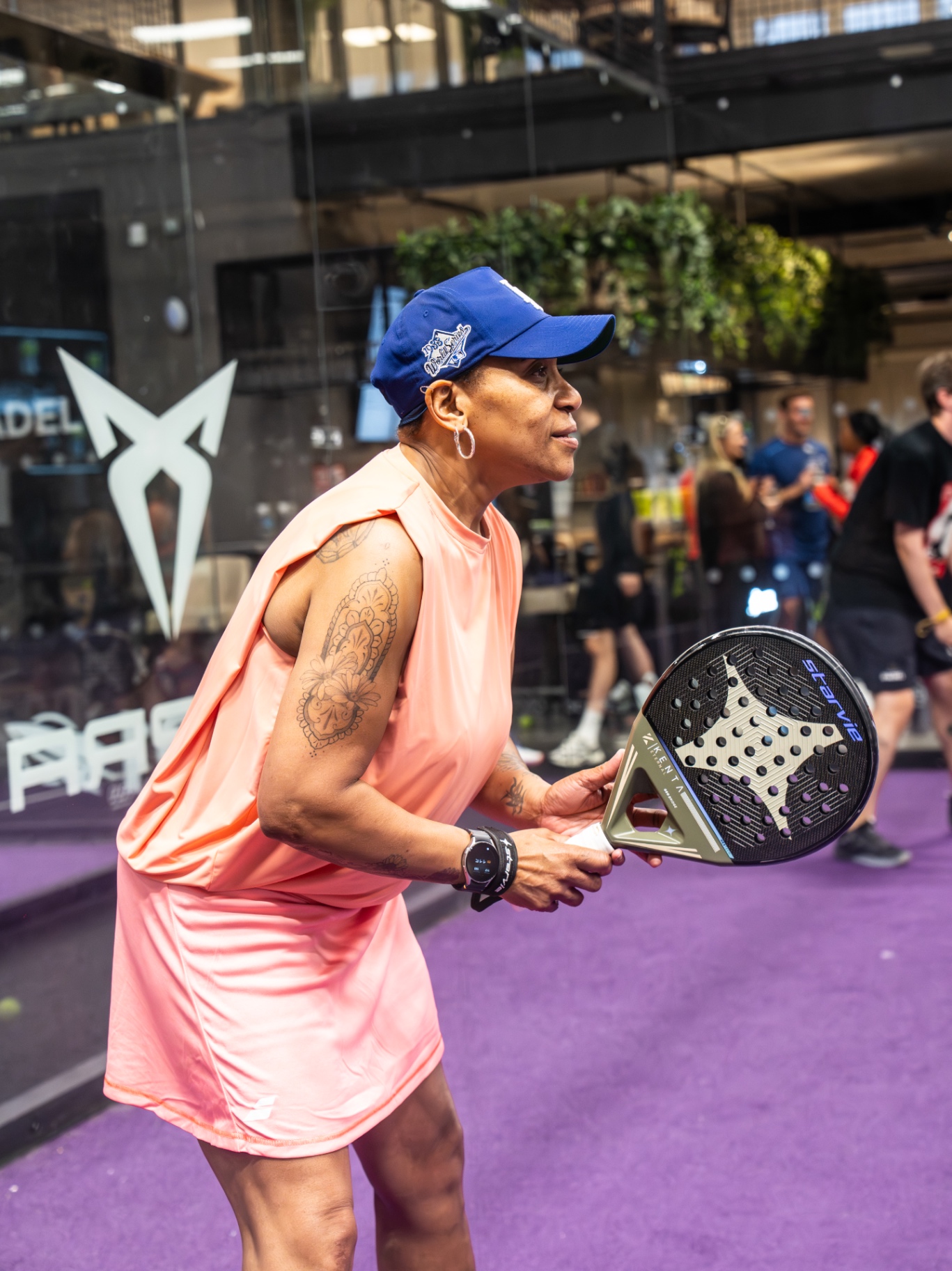 Player concentrating on the ball mid-rally