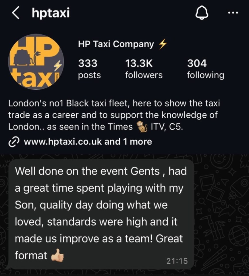 Instagram message from HP Taxi Company (@hptaxi) about The Padel Fiesta